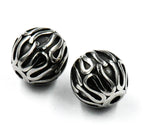 Stainless Steel Beads, 2pc, Large Hole Beads, Column, 9.5mm Antique Silver