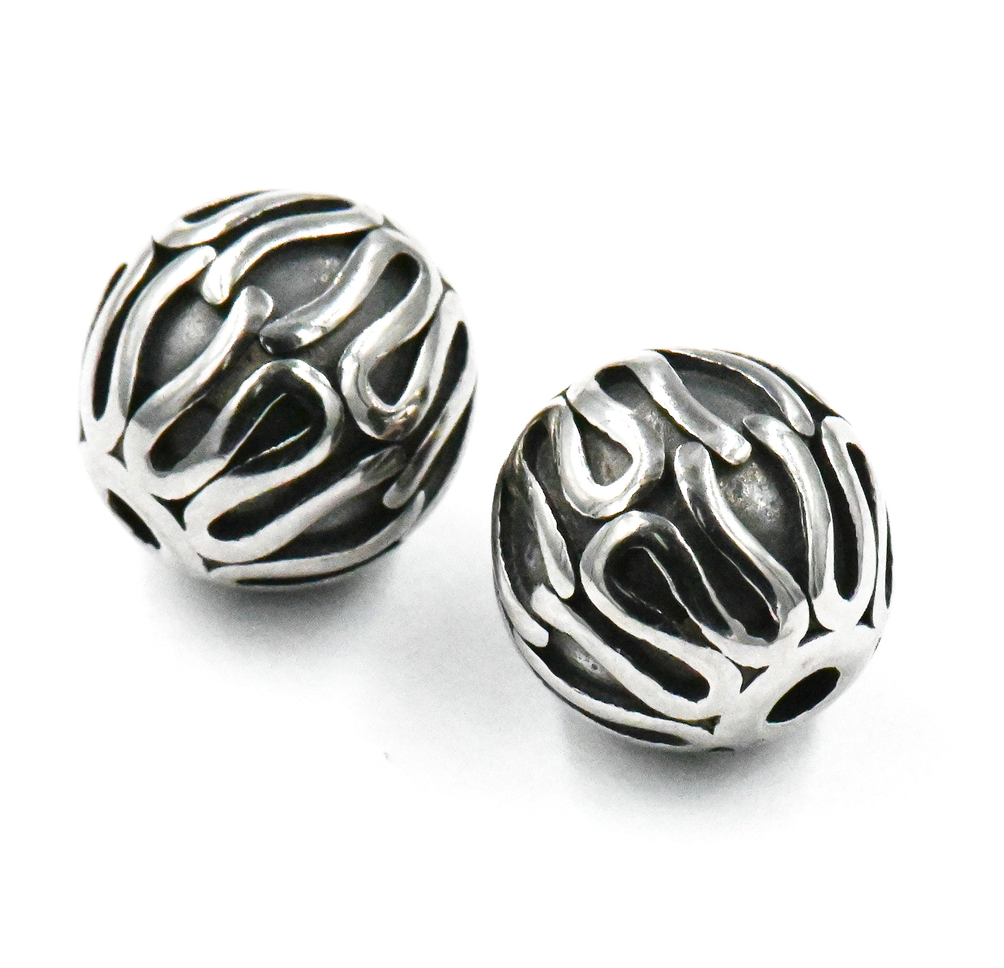 Stainless Steel Beads, 1pc,  Large Hole Beads, Column, 9.5mm Antique Silver