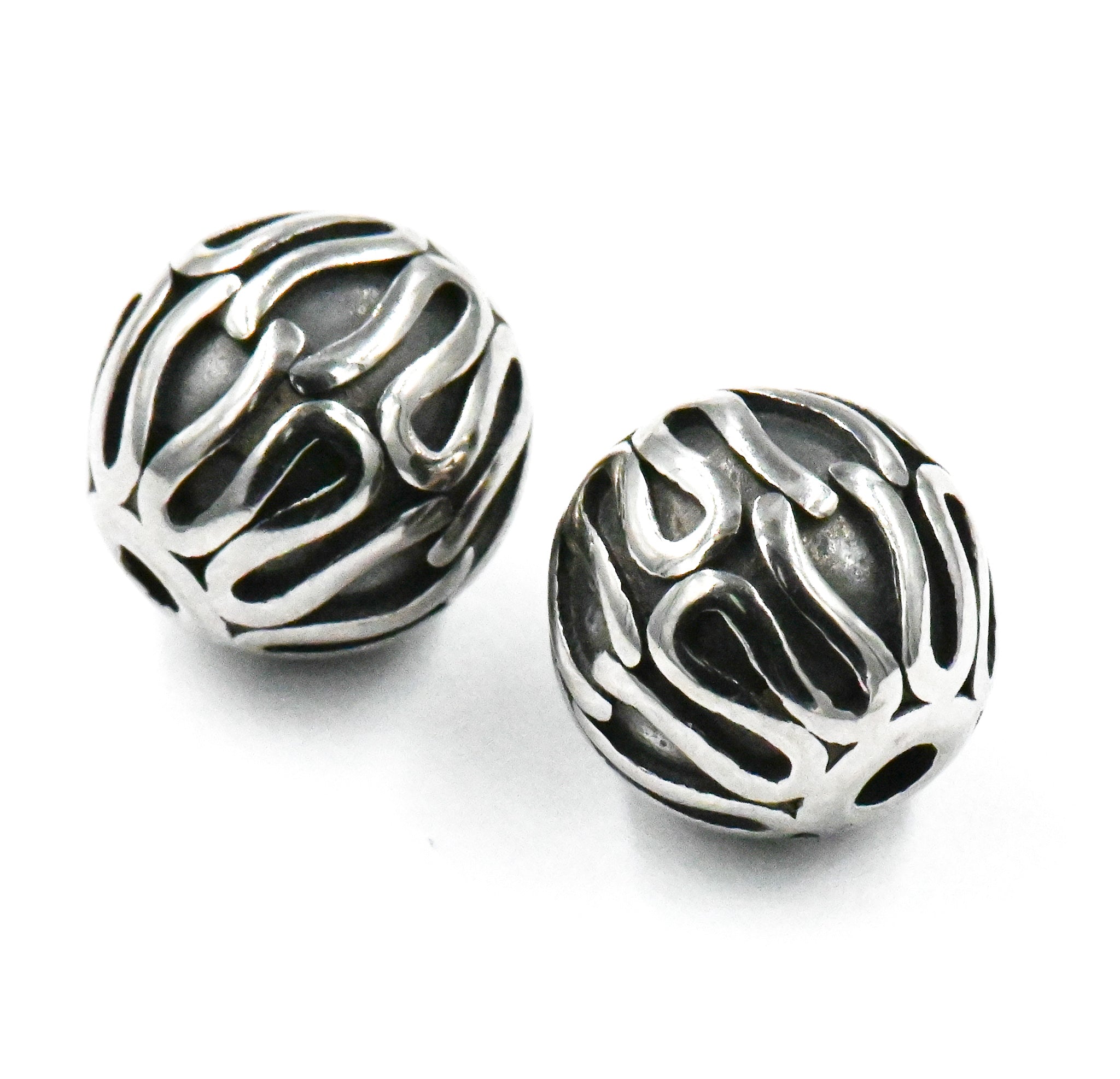 Stainless Steel Beads, 2pc,  Large Hole Beads, Column, 9.5mm Antique Silver