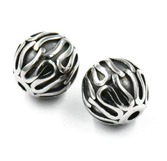 Stainless Steel Beads, 2pc,  Large Hole Beads, Column, 9.5mm Antique Silver