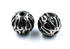 Stainless Steel Beads, 2pc, Large Hole Beads, Column, 9.5mm Antique Silver