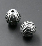 Stainless Steel Beads, 2pc, Large Hole Beads, Column, 9.5mm Antique Silver