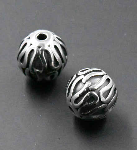 Stainless Steel Beads, 1pc,  Large Hole Beads, Column, 9.5mm Antique Silver