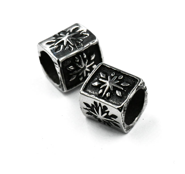 Stainless Steel Beads, Large Hole Beads, Two Tone, Antique Silver, 1pc Hover Image