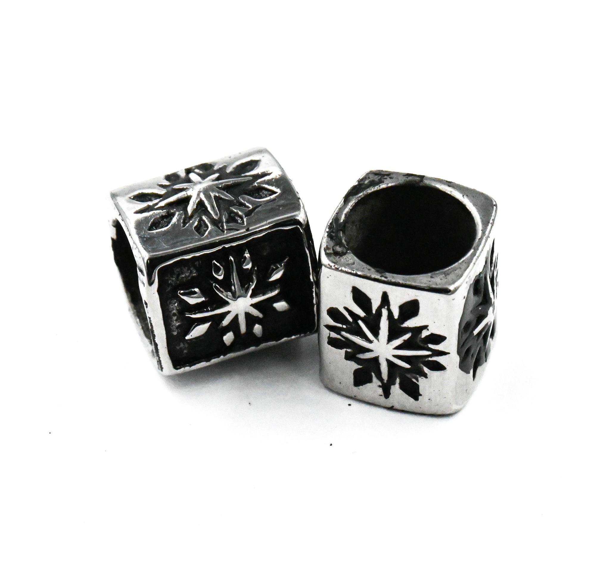 Stainless Steel Beads, Large Hole Beads, Two Tone, Antique Silver, 1pc