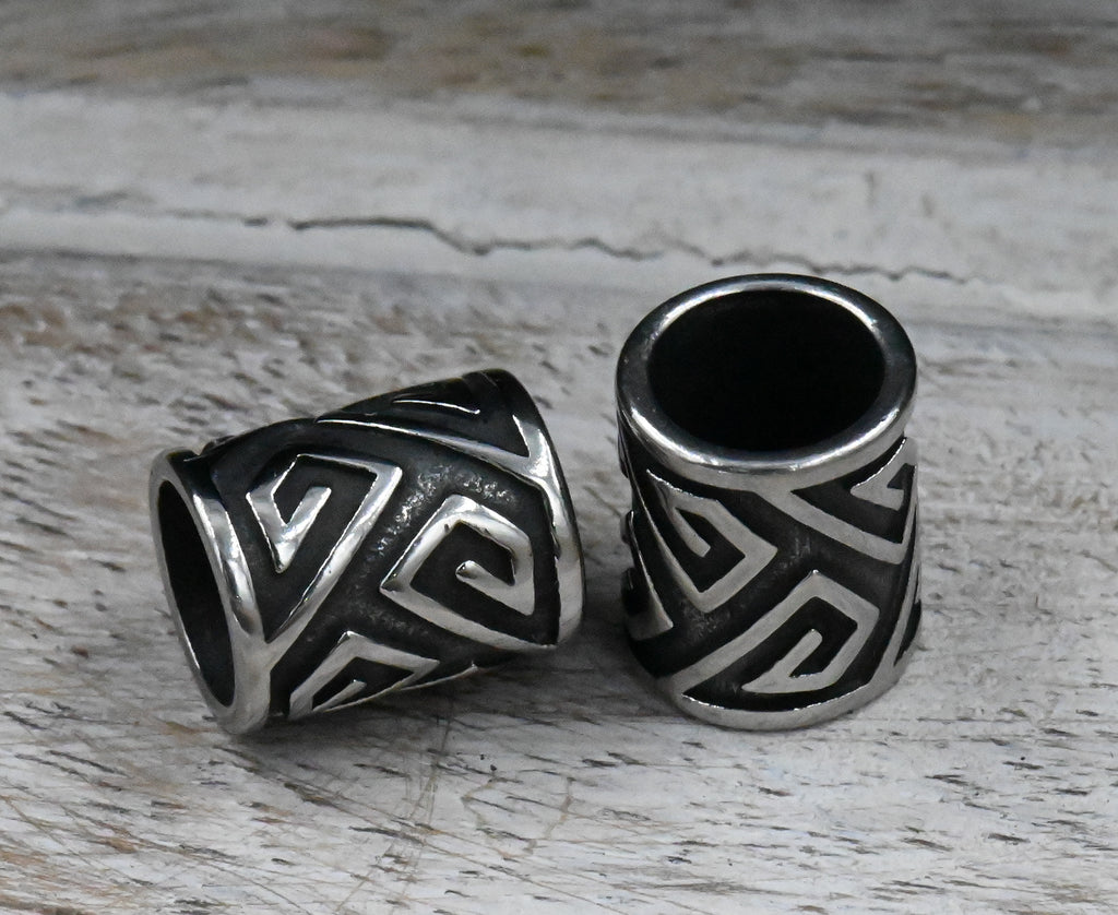 Stainless Steel Beads, Large Hole Beads, Column, 12x10mm Antique Silver, 1pc