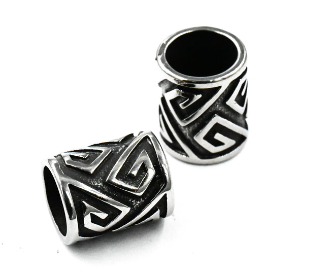 Stainless Steel Beads, Large Hole Beads, Column, 12x10mm Antique Silver, 1pc Hover Image