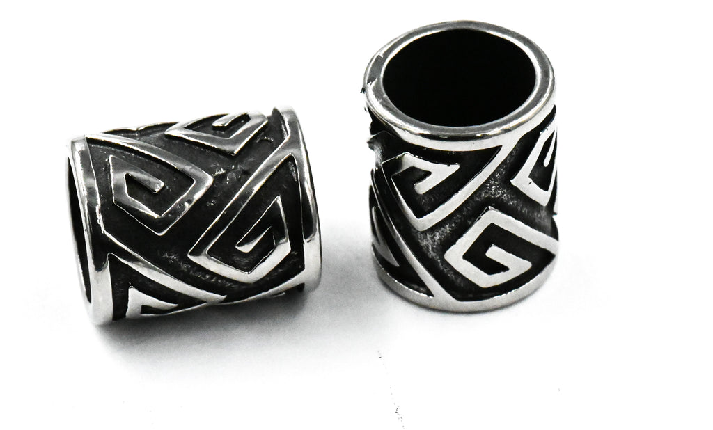 Stainless Steel Beads, Large Hole Beads, Column, 12x10mm Antique Silver, 1pc