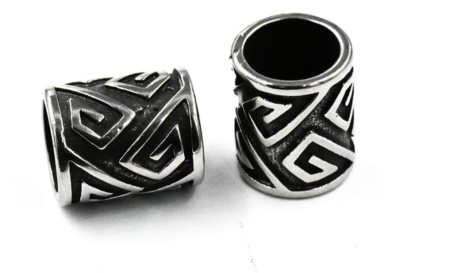 Stainless Steel Beads, Large Hole Beads, Column, 12x10mm Antique Silver, 1pc Main Image