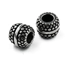 Stainless Steel Beads, Large Hole Beads, Beaded Barrel, 11mm Antique Silver, 1pc