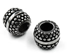 Stainless Steel Beads, Large Hole Beads, Beaded Barrel, 11mm Antique Silver, 1pc