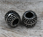 Stainless Steel Beads, Large Hole Beads, Beaded Barrel, 11mm Antique Silver, 1pc
