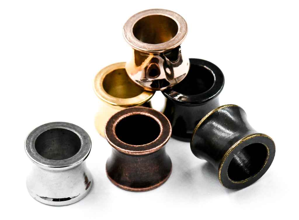 Stainless Steel Beads, 2pc, Large Hole Beads, 10x8mm Rose Gold Silver Copper Bronze Gunmetal