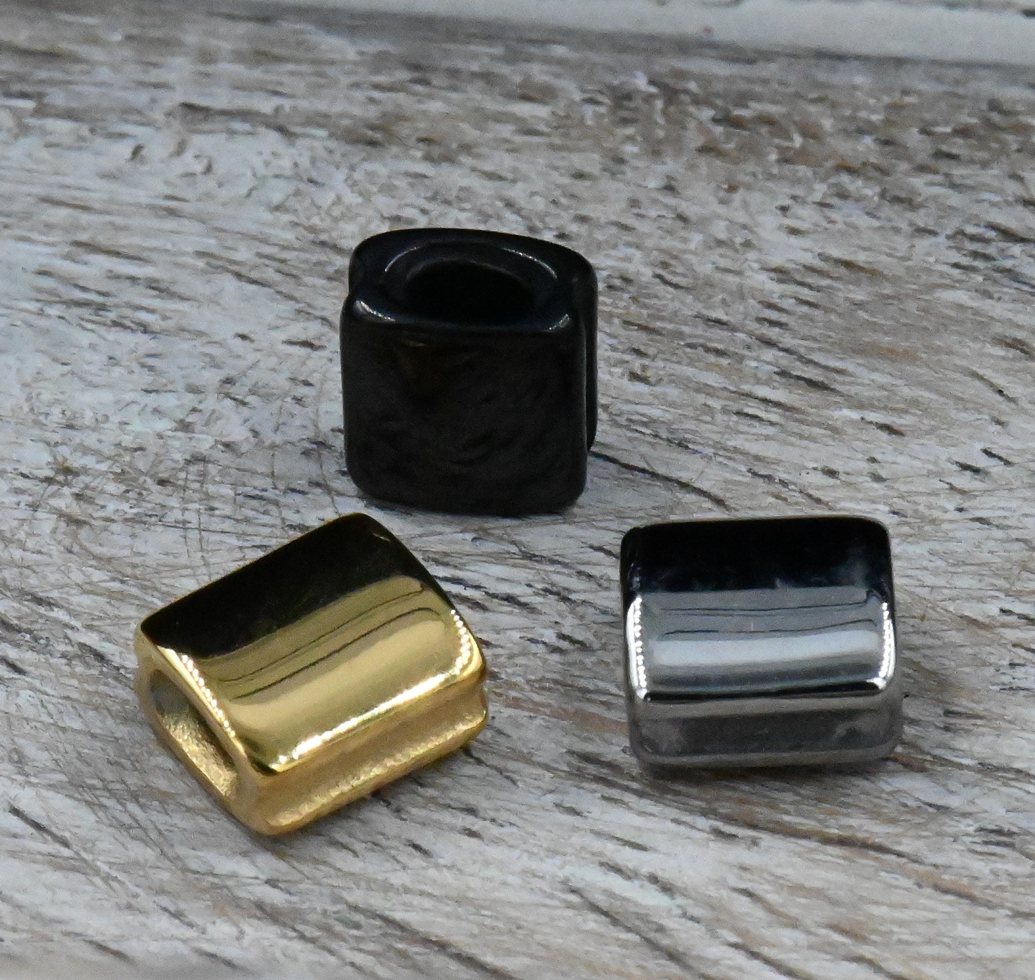 Stainless Steel Beads, 1pc, Large Hole Beads, 7x8mm Gold Silver Gunmetal