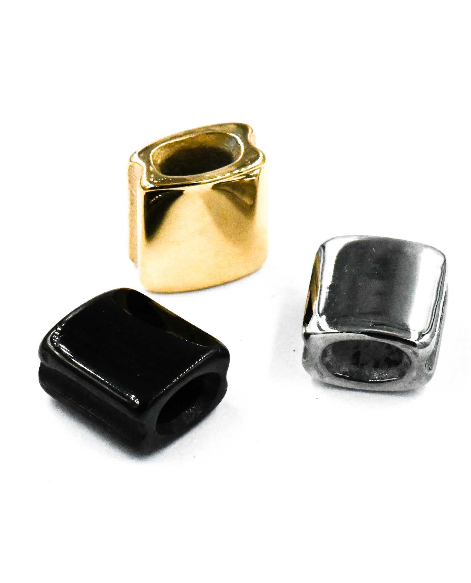 Stainless Steel Beads, 1pc, Large Hole Beads, 7x8mm Gold Silver Gunmetal