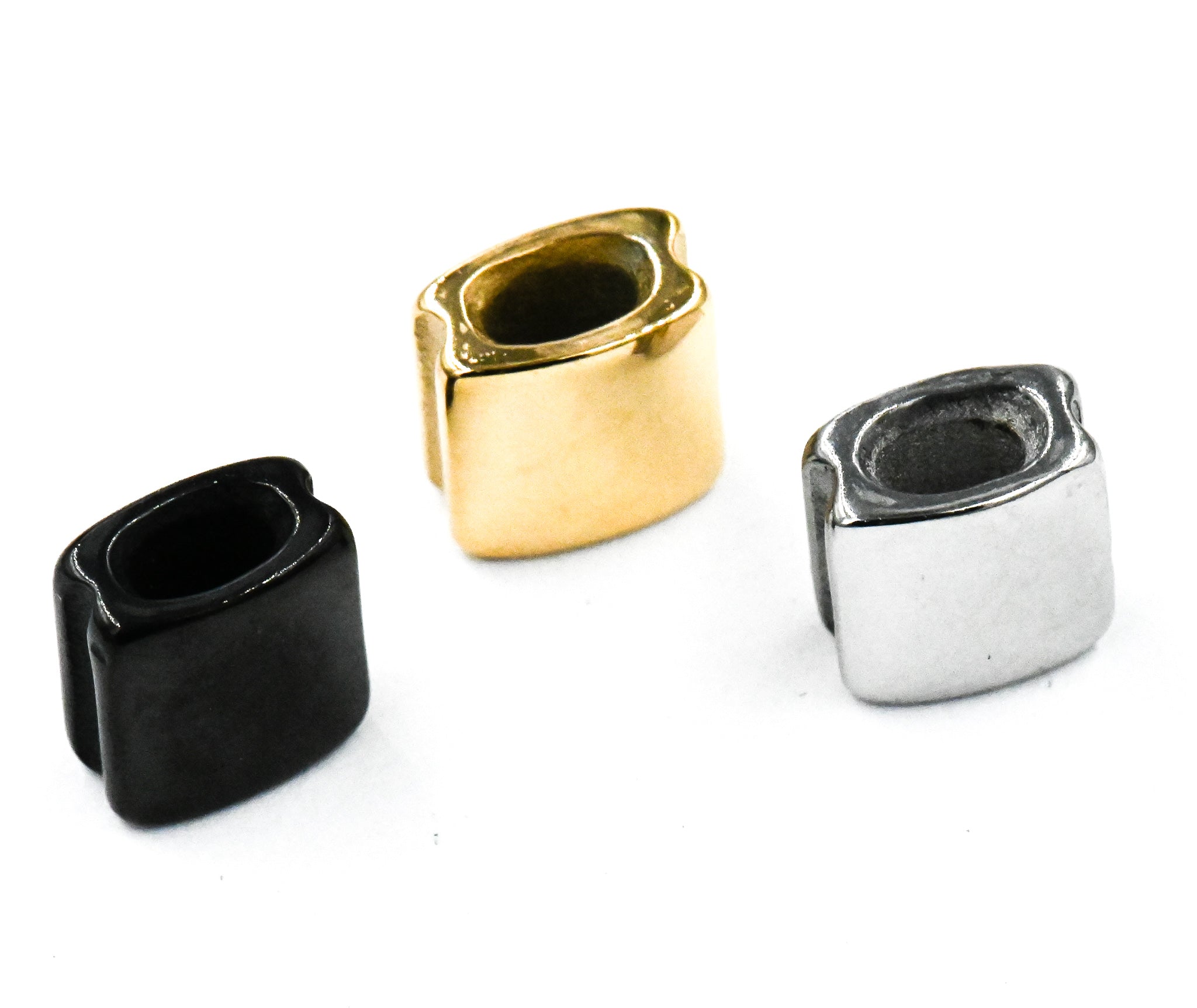 Stainless Steel Beads, 1pc, Large Hole Beads, 7x8mm Gold Silver Gunmetal