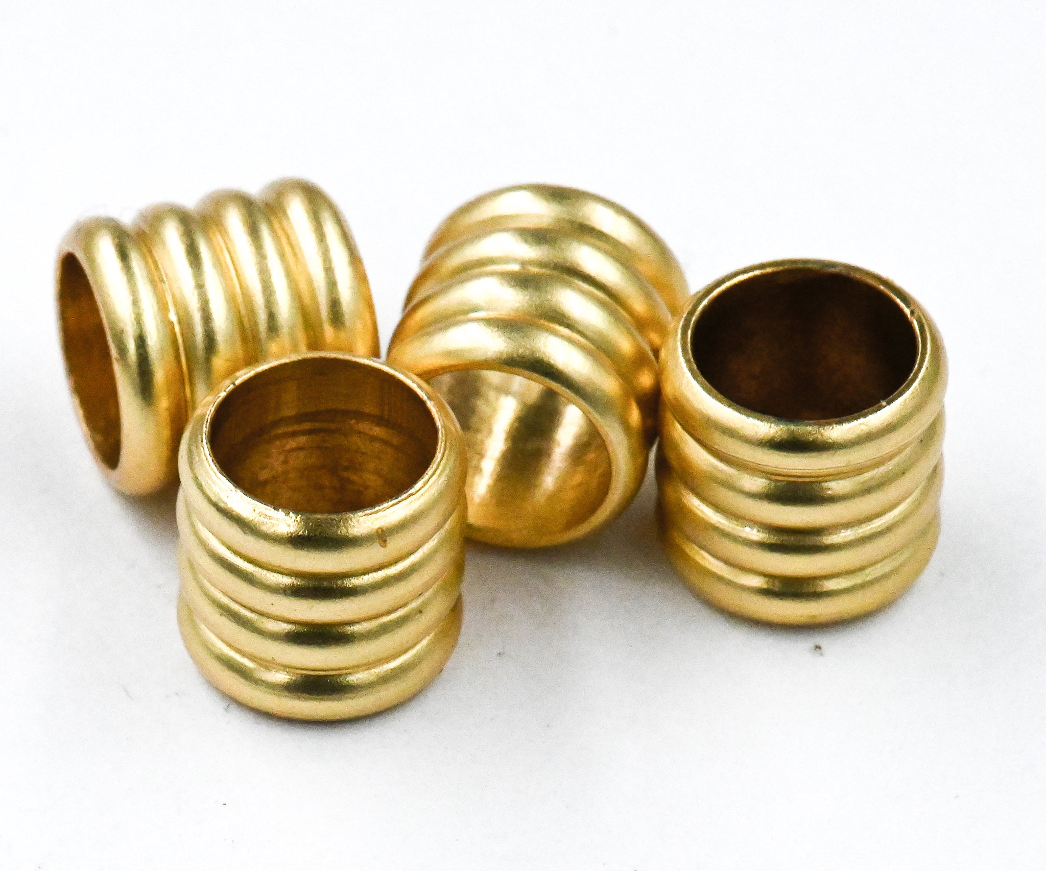 Matte 18k Gold, 10pc, Column Large Hole Beads, 7.5mm Rondelle