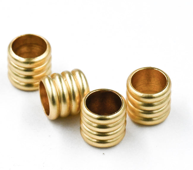 Matte 18k Gold, 10pc, Column Large Hole Beads, 7.5mm Rondelle Hover Image