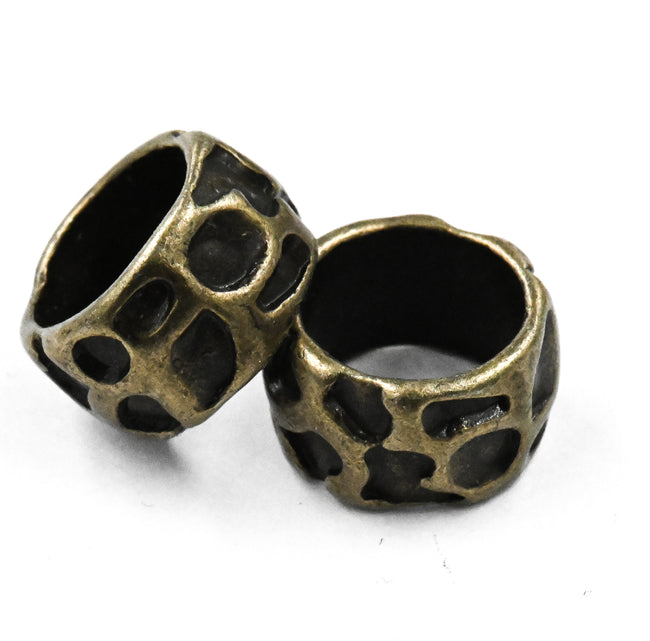 Antique Bronze, 20pc, Animal Pattern Large Hole Beads, 13x8mm Rondelle Main Image