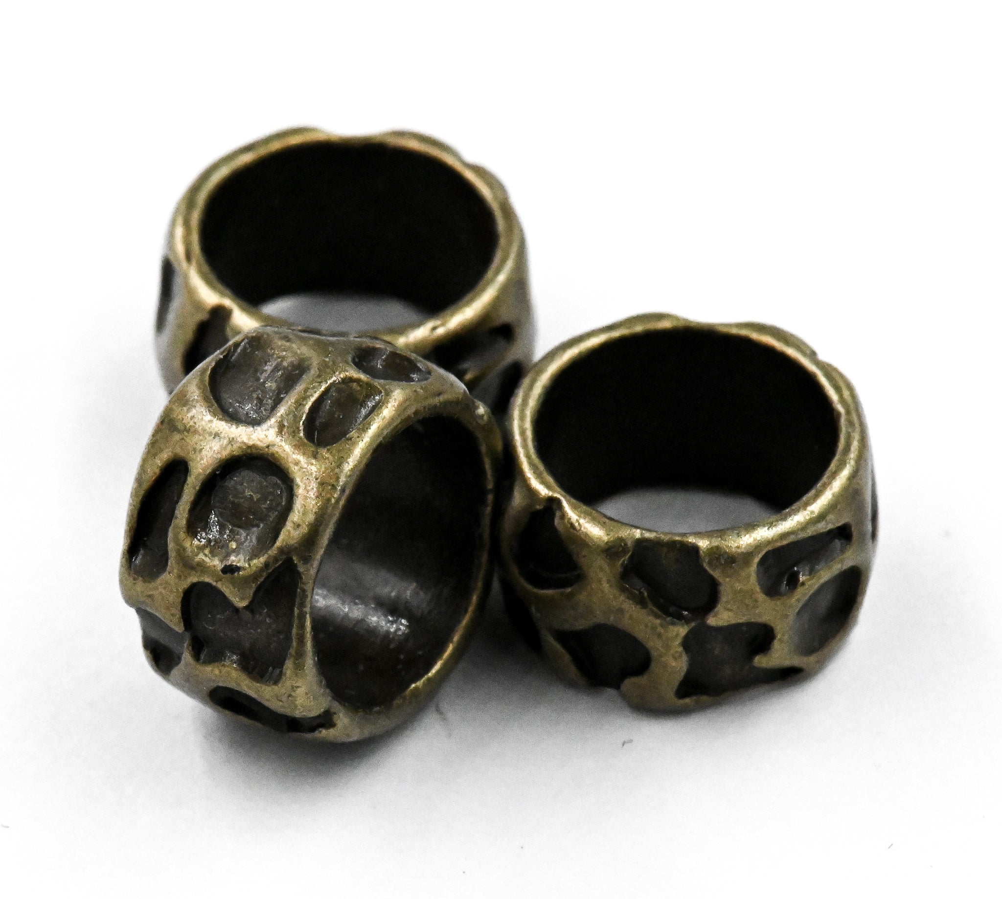 Antique Bronze, 20pc, Animal Pattern Large Hole Beads, 13x8mm Rondelle