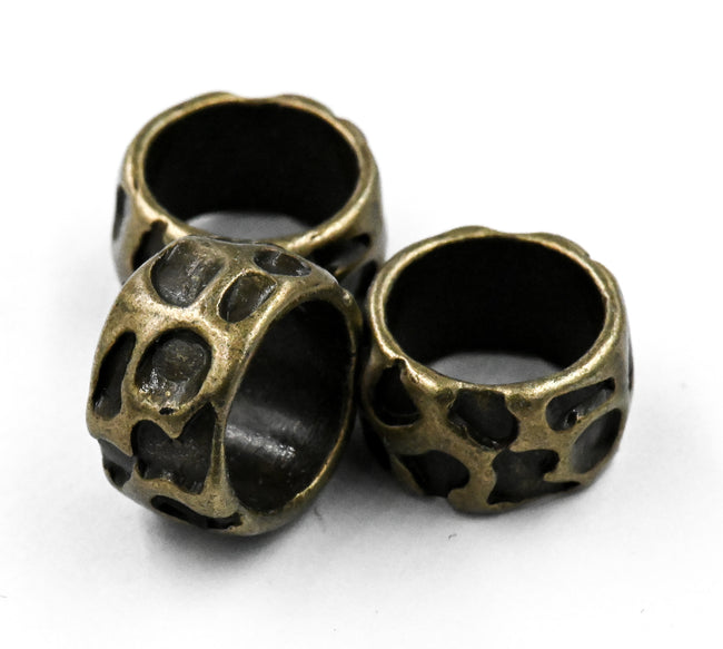 Antique Bronze, 20pc, Animal Pattern Large Hole Beads, 13x8mm Rondelle Hover Image