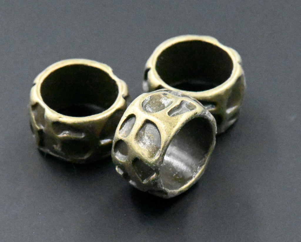 Antique Bronze, 20pc, Animal Pattern Large Hole Beads, 13x8mm Rondelle