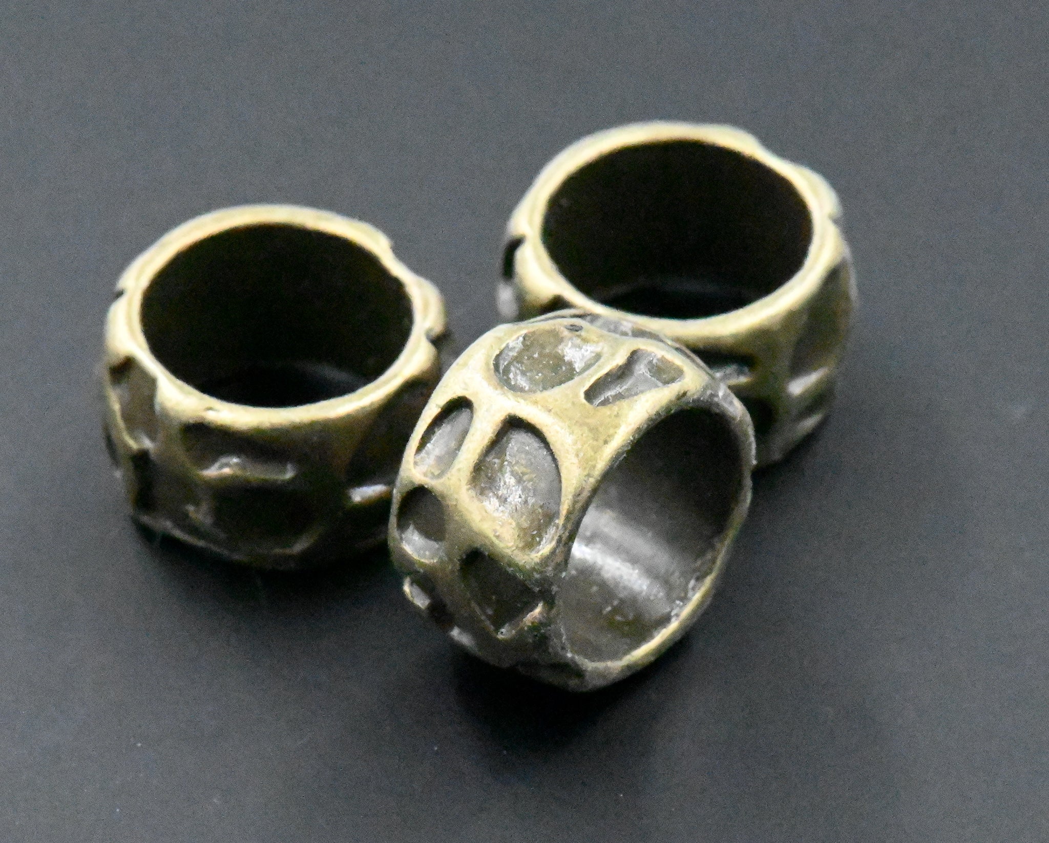 Antique Bronze, 20pc, Animal Pattern Large Hole Beads, 13x8mm Rondelle