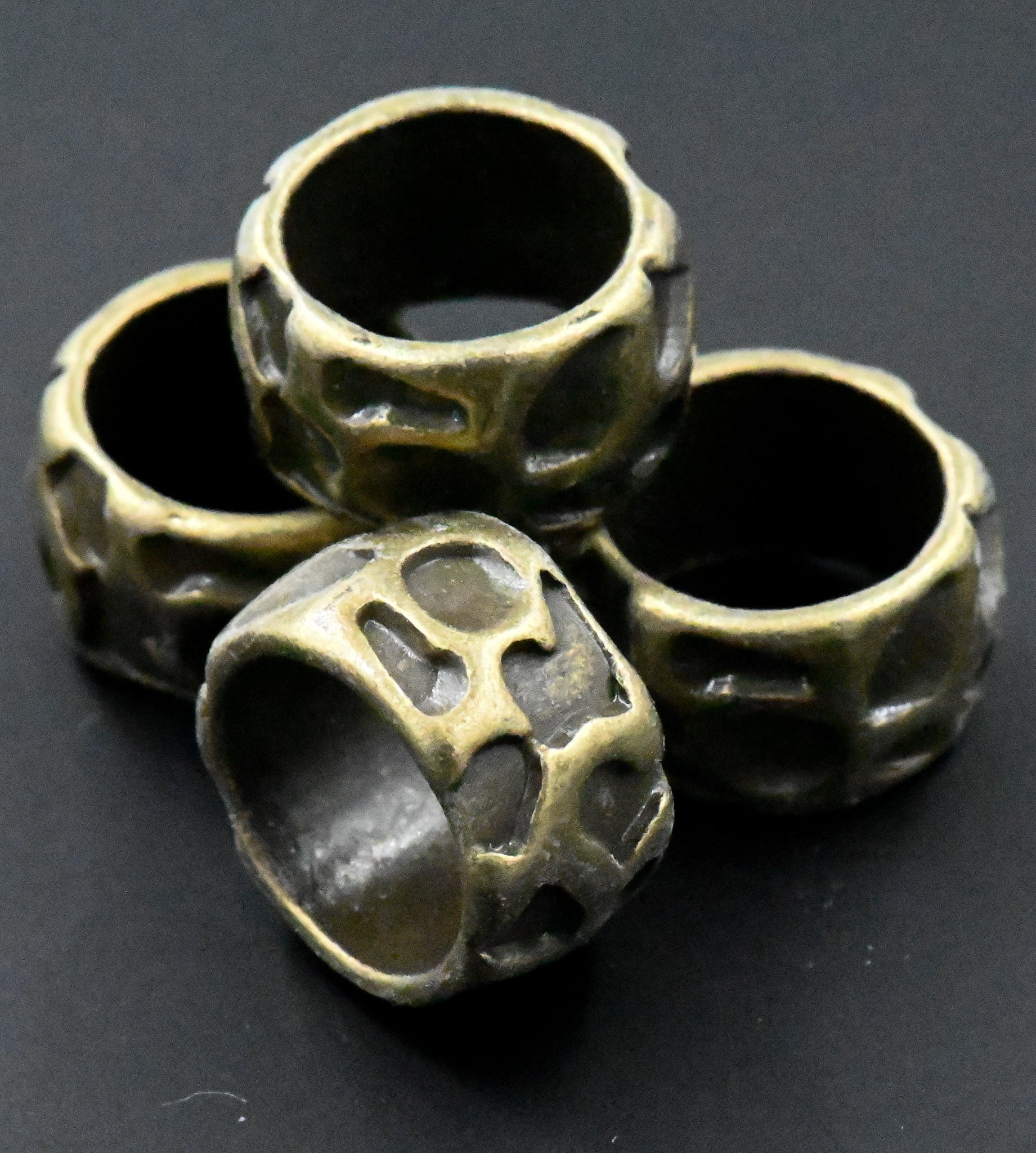 Antique Bronze, 20pc, Animal Pattern Large Hole Beads, 13x8mm Rondelle