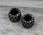 Stainless Steel Beads, 1pc, Retro Weave Pattern Large Hole Beads, 10.5x7.5mm Antique Silver