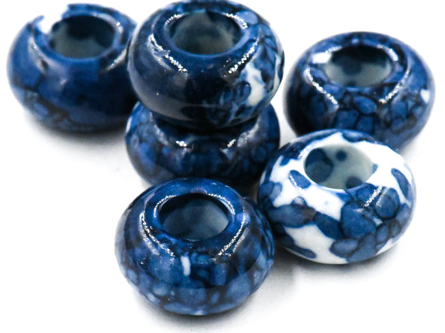 Large Hole Jade, Blue European Beads, Round 15mm, 10pc Main Image