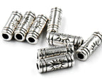 Antique Silver Sun Tibetan Style Tube Beads -100