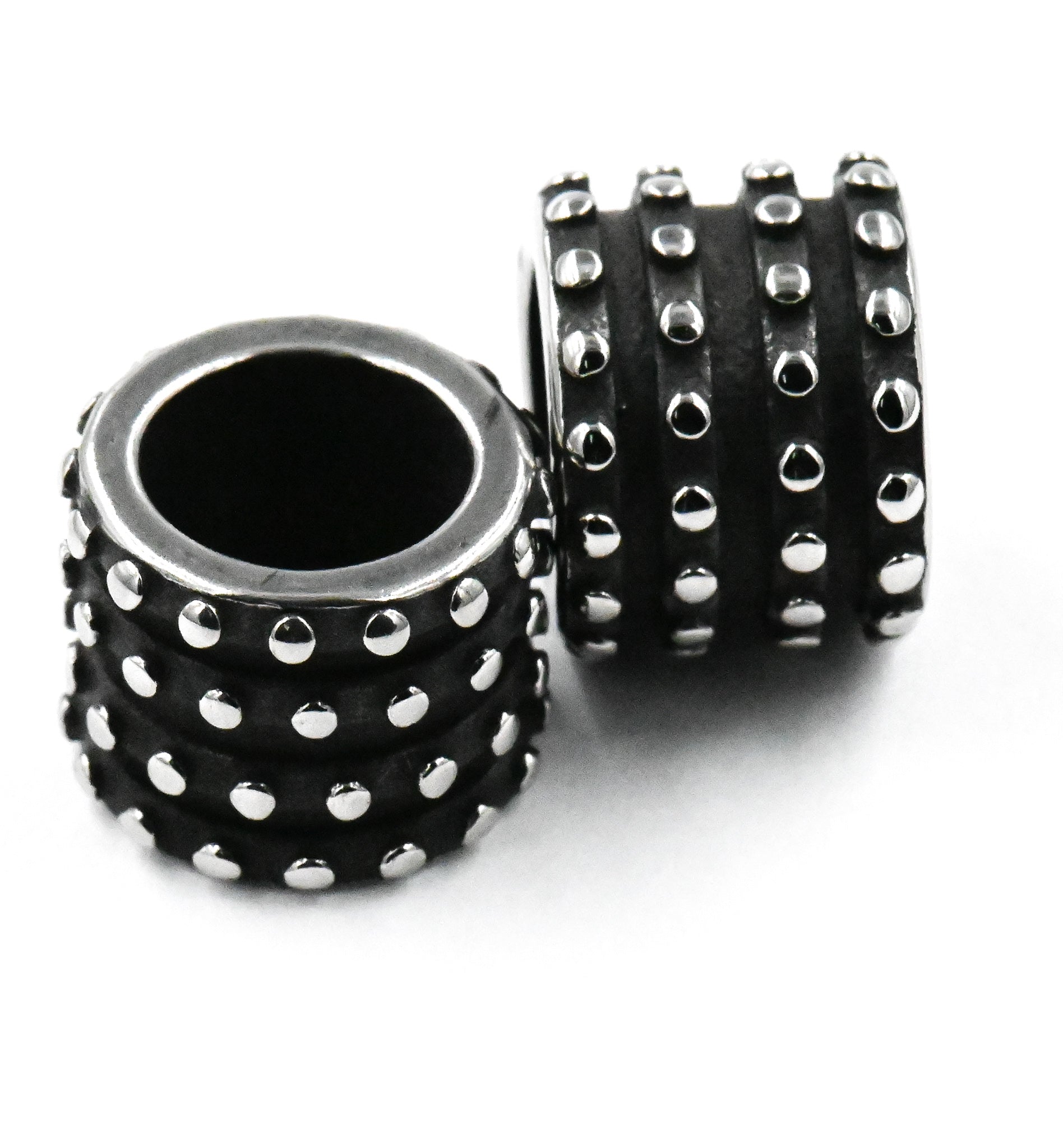 Stainless Steel Beads, Beaded Column, Antique Silver, 12.5x9.5mm,1pc