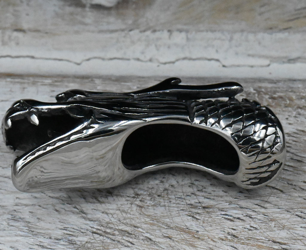 304 Stainless Steel Beads, Dragon, Antique Silver, 14x11x36mm,1pc