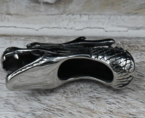 304 Stainless Steel Beads, Dragon, Antique Silver, 14x11x36mm,1pc
