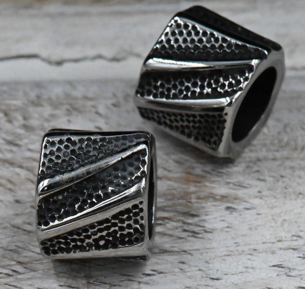 Stainless Steel Beads, 1pc, Large Hole Beads, 11.5x10mm Antique Silver