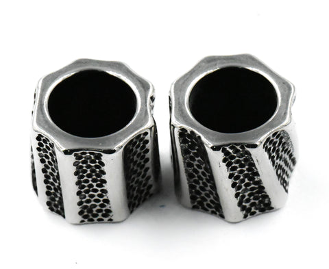 Stainless Steel Beads, 1pc, Large Hole Beads, 11.5x10mm Antique Silver