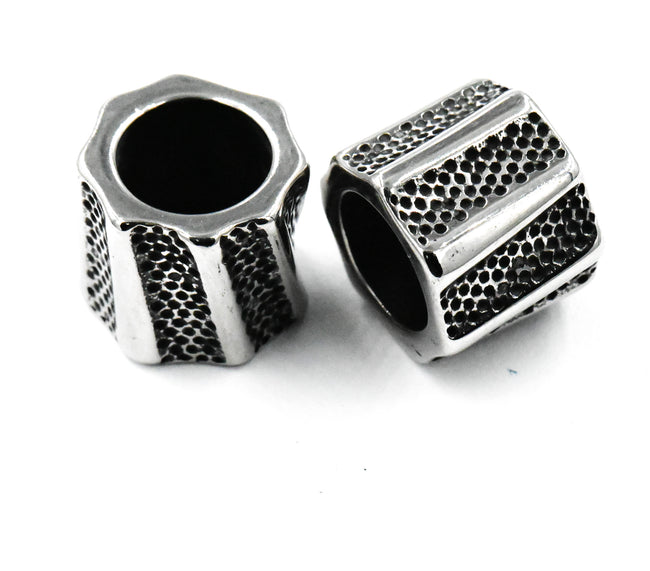 Stainless Steel Beads, 1pc, Large Hole Beads, 11.5x10mm Antique Silver Main Image