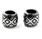 Stainless Steel Beads, 1pc, Rhombus Pattern Large Hole Beads, 11.5x10mm Antique Silver