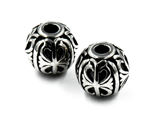 304 Stainless Steel Beads, Flat Round, Antique Silver, 10.5mm -2pc