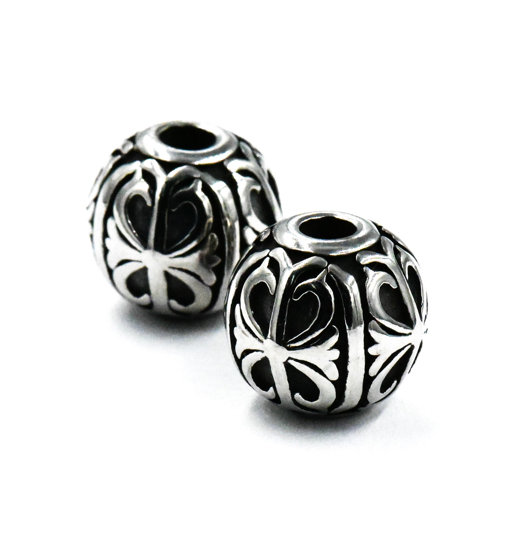 304 Stainless Steel Beads, Flat Round, Antique Silver, 10.5mm -2pc