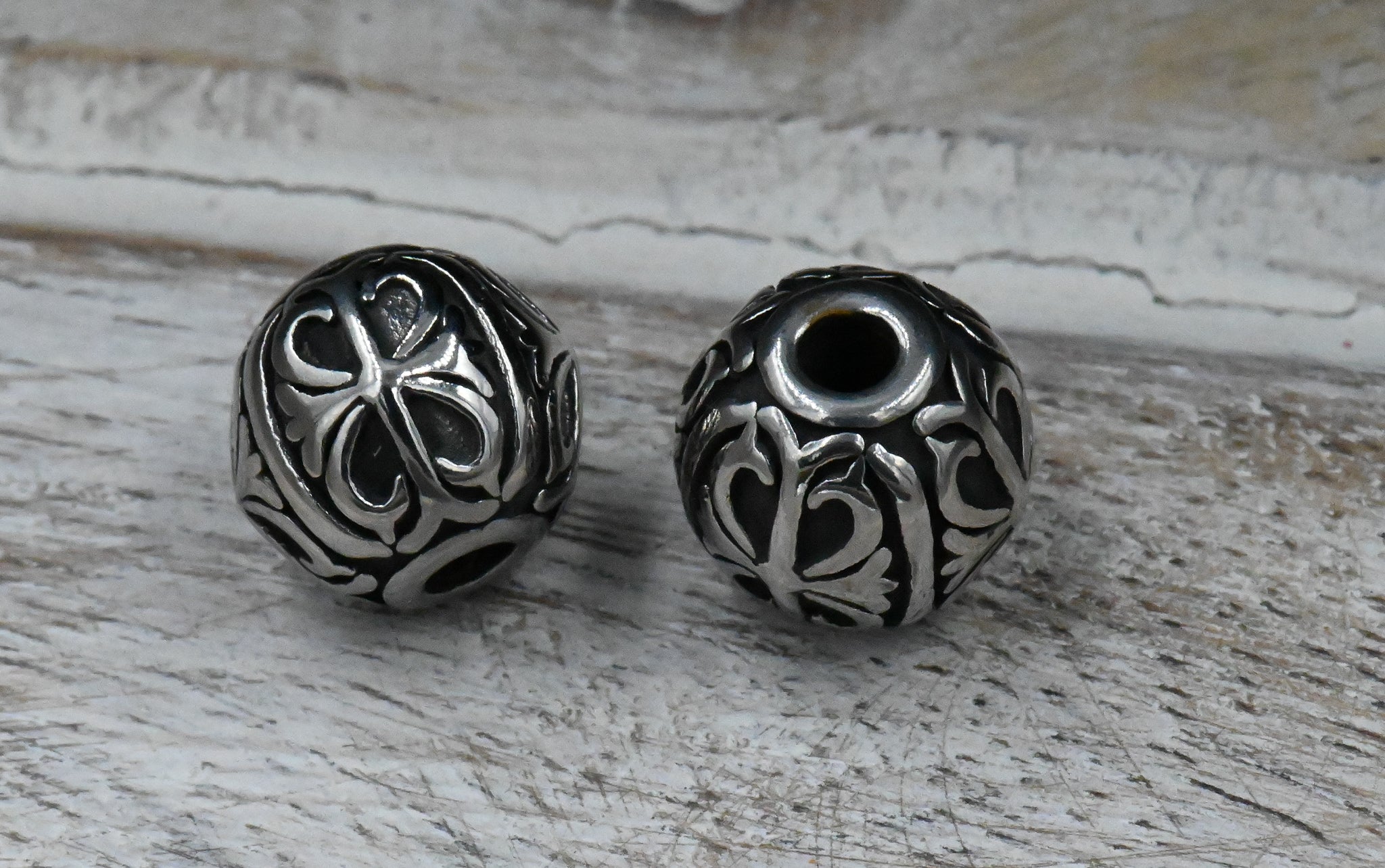 304 Stainless Steel Beads, Flat Round, Antique Silver, 10.5mm -2pc