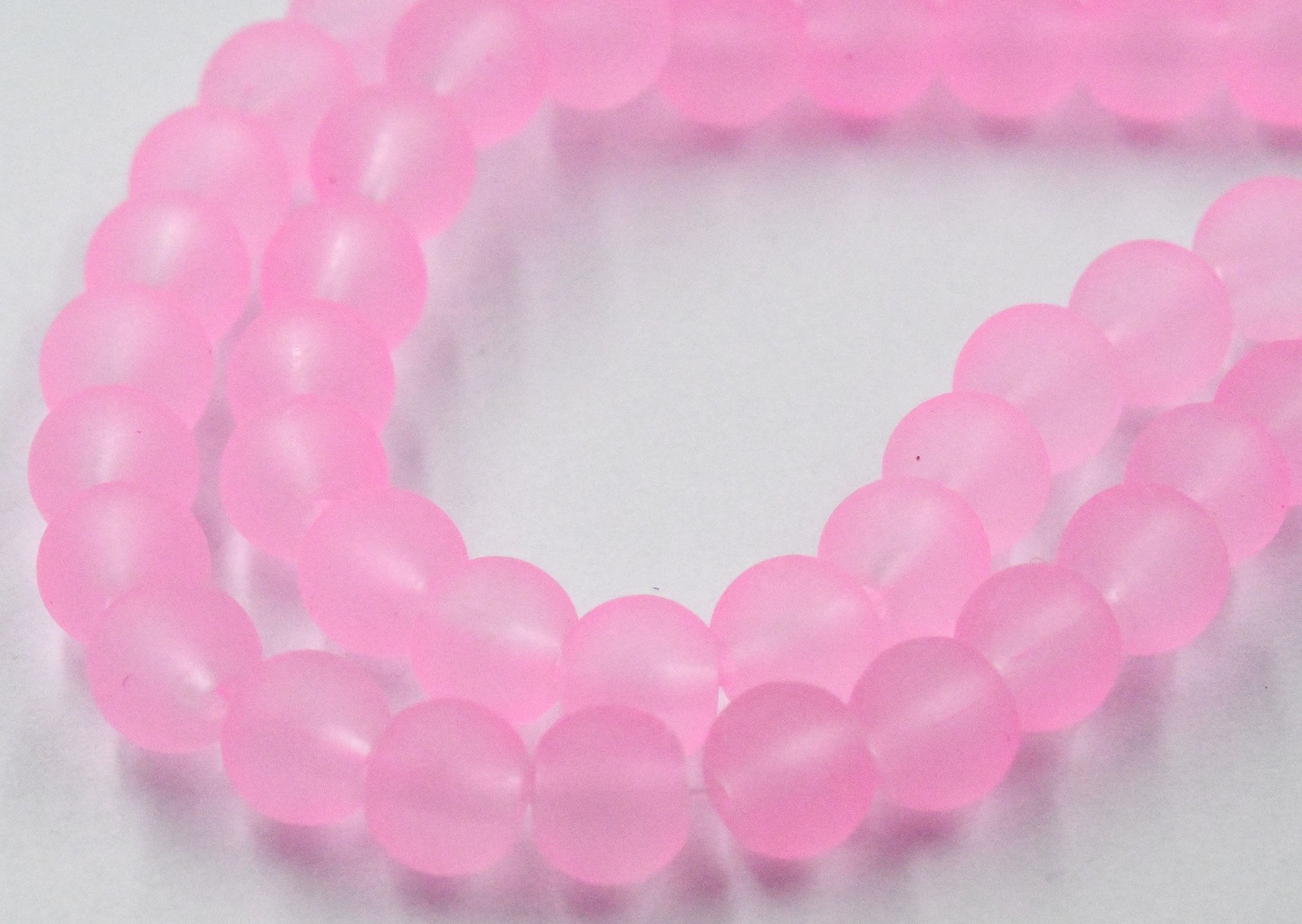 Pink 6mm 8mm 10mm Frosted Matte Glass Round Druk Beads