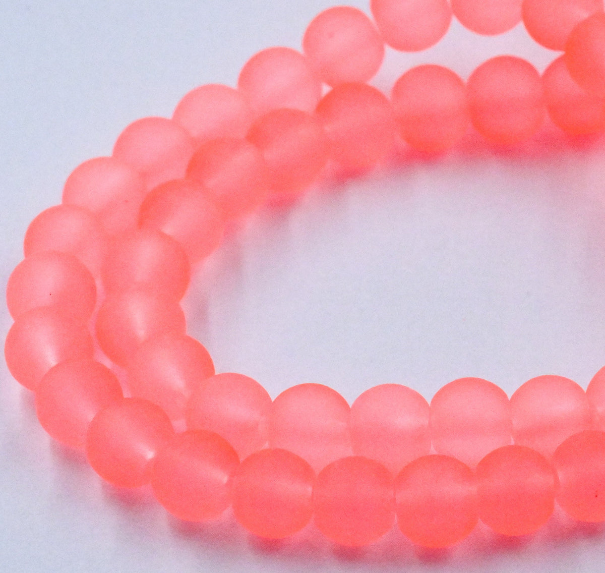 Light Coral 6mm 8mm 10mm Frosted Matte Glass Round Druk Beads