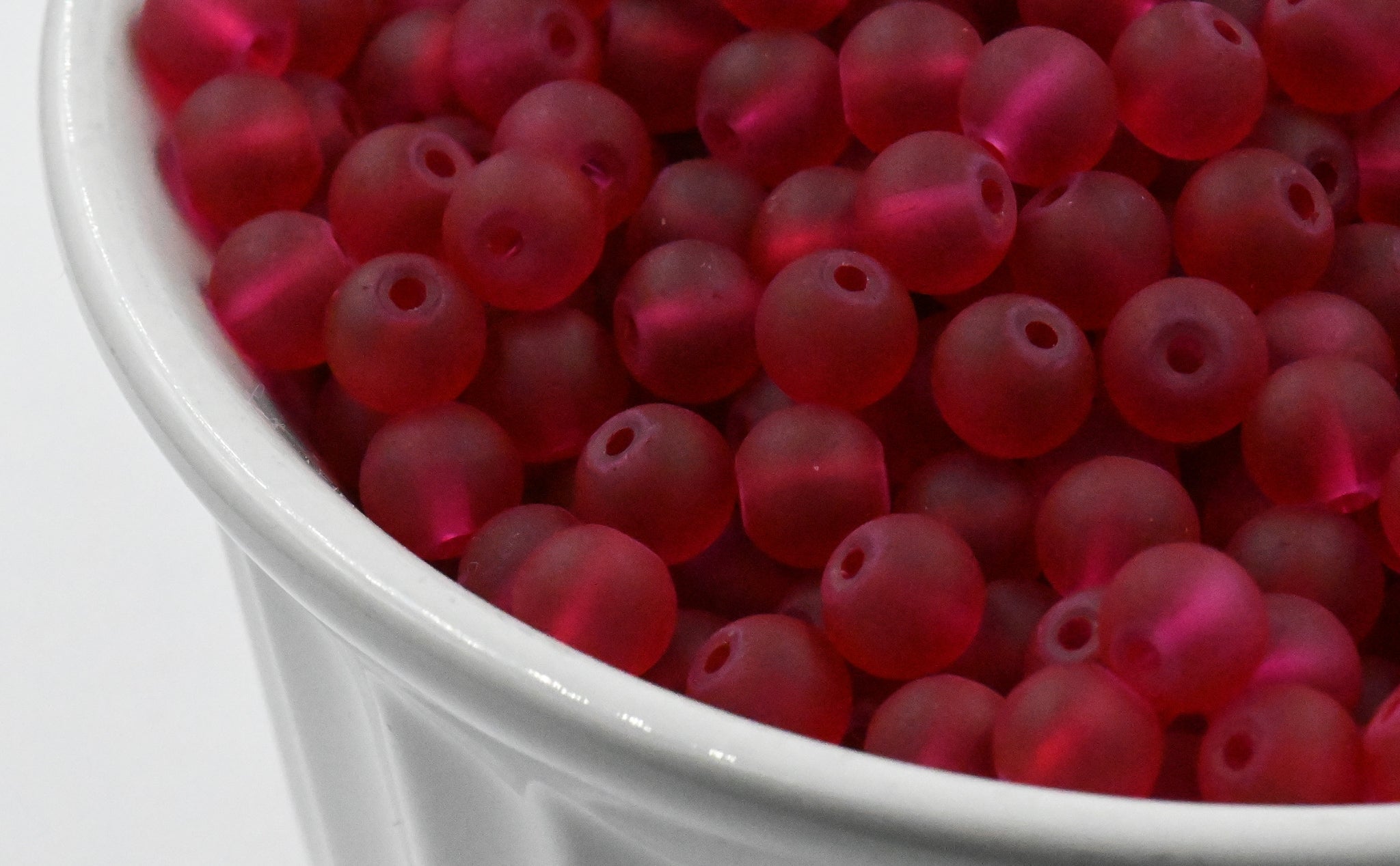 Cranberry Pink 6mm 8mm 10mm Frosted Matte Glass Round Druk Beads