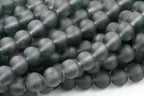 8mm Storm Gray Frosted Matte Glass Round Druk Loose Beads - 100 beads