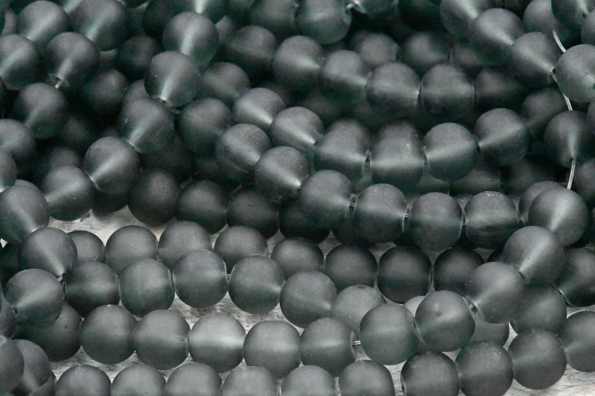 8mm Storm Gray Frosted Matte Glass Round Druk Loose Beads - 100 beads