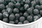 8mm Storm Gray Frosted Matte Glass Round Druk Loose Beads - 100 beads