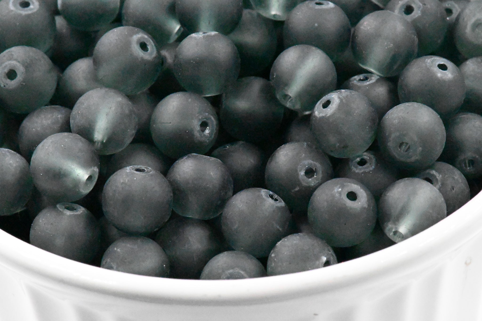 8mm Storm Gray Frosted Matte Glass Round Druk Loose Beads - 100 beads