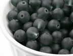8mm Storm Gray Frosted Matte Glass Round Druk Loose Beads - 100 beads