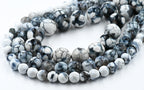 White and Black Fire Agate 6mm, 8mm, 10mm - 15 inch strand